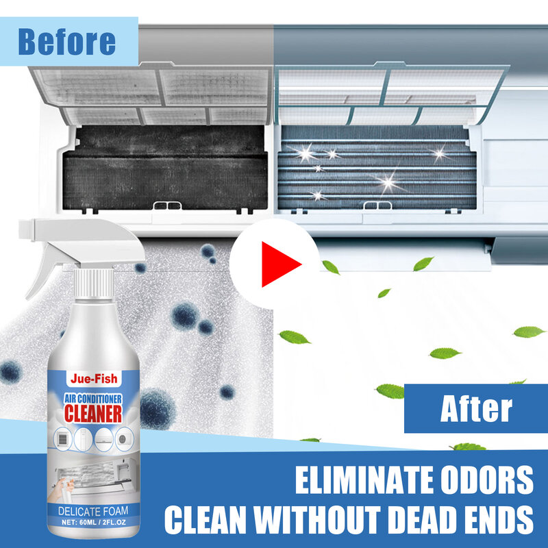 Air Conditioner Cleaner Deep Cleaning Radiators Fan Blade Remover Stain Deodorizer Smell Multipurpose Foam Cleaner Sprayer 60ml