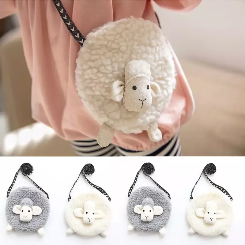 Süße Schaf form Umhängetasche für Mädchen Kleinkind Mini Geldbörse Brieftasche Umhängetasche für Kinder Plüsch weiche süße Geldbörsen Veranstalter