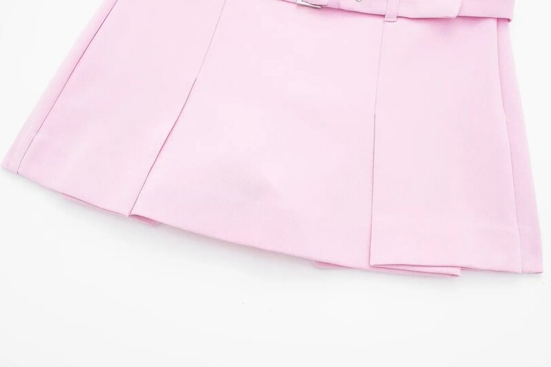 Faldas cortas plisadas con cinturón para Mujer, pantalones cortos de cintura alta con cremallera lateral, estilo Retro, a la moda, 2024