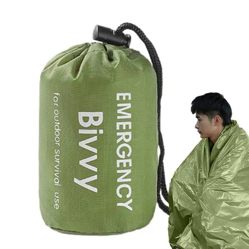 Selimut bertahan hidup kantong tidur tahan air ringan, kantong tidur termal portabel perlengkapan bertahan hidup Bivvy