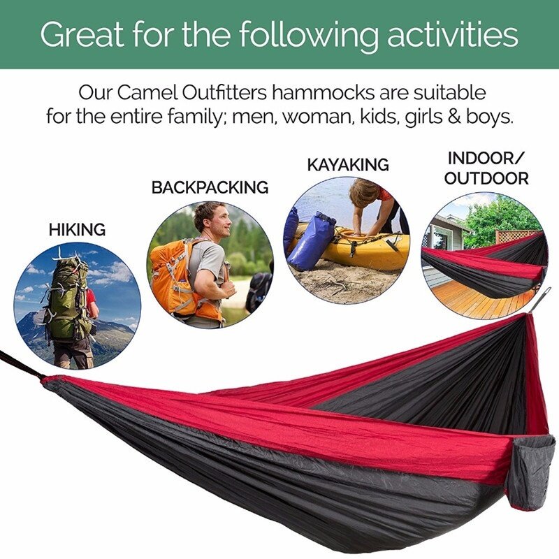 Hamaca portátil de nailon, tela de paracaídas de tamaño individual y doble, para acampar al aire libre, senderismo y jardín, 270x140cm