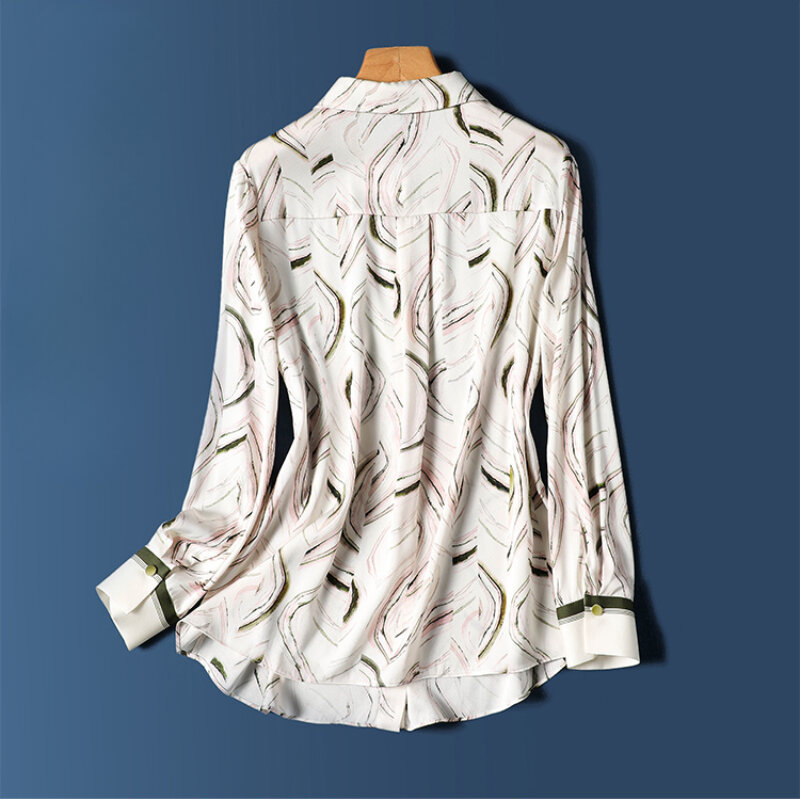 Satin Vintage Women's Shirts Spring/summer Prints Blouses Loose Long Sleeves Women Tops Fashion Clothing YCMYUNYAN