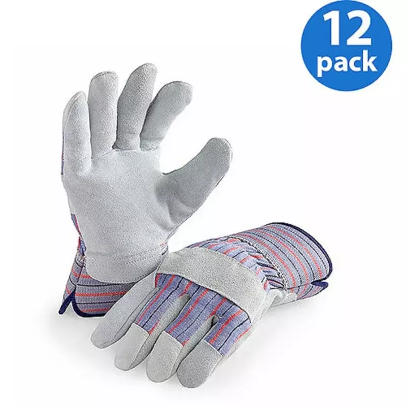 LP4300-XL-12PK, Leather Palm Work Gloves, Safety Cuff, 12 Pair Value Pack