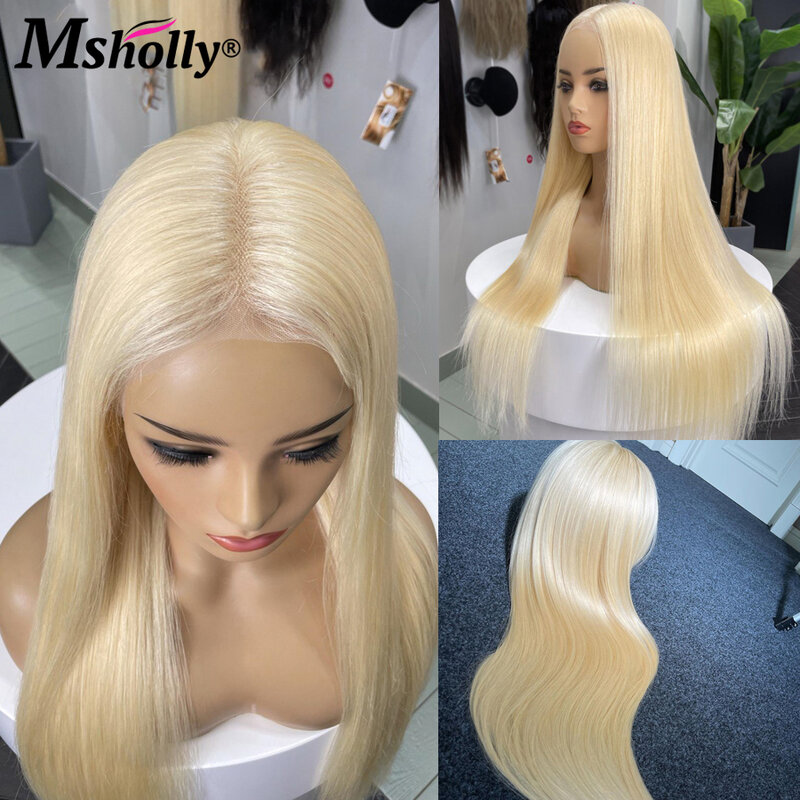 Perruque Brésilienne Remy Lisse Blond Miel 613, Cheveux Naturels, 13x4, HD, Pre-Plucked, Dentelle Transparente, pour Femme