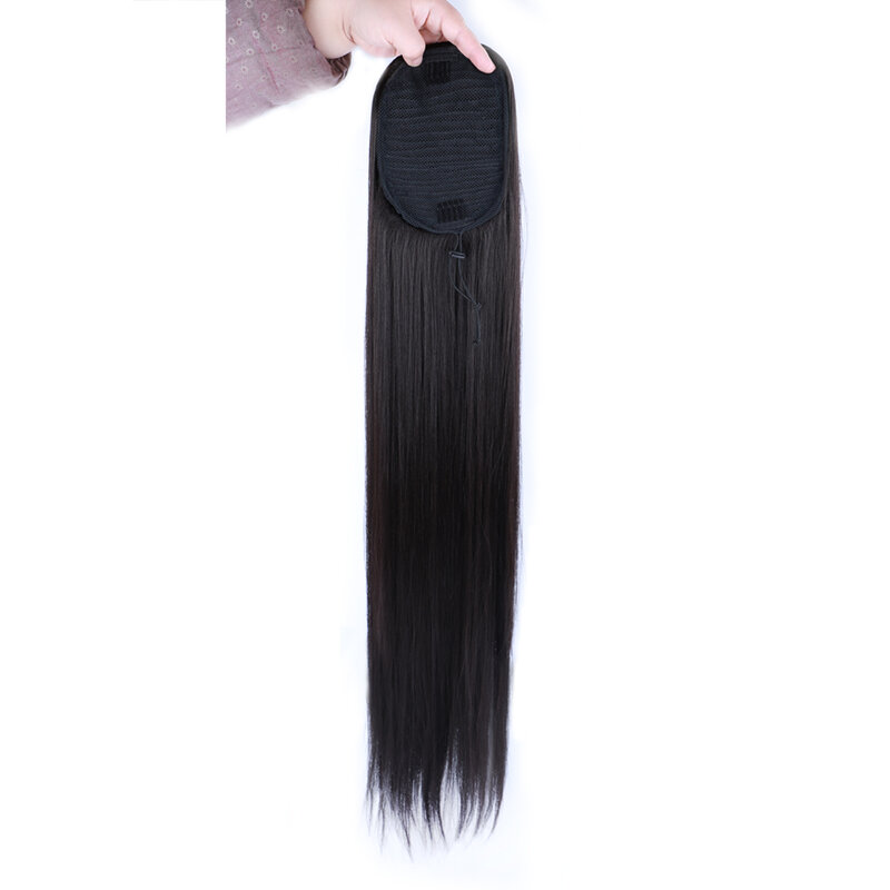 Coletas sintéticas largas y rectas para mujer, extensiones de cabello con cordón de fibra Futura, 30 pulgadas