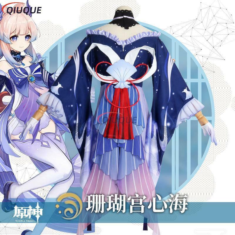 Genshin Impact Sangonomiya Kokomi Cosplay Costume parrucca donne gioco abbigliamento Halloween Party Fancy Dress Outfit Set completo