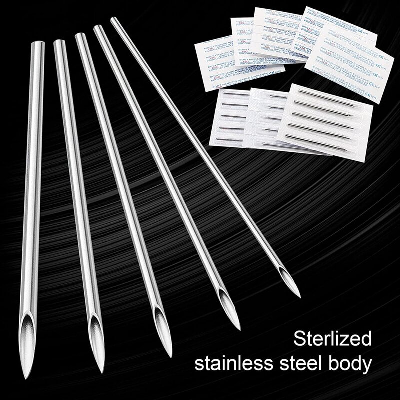 Disposable Sterile Body Piercing Needles 12G 14G 16G 18G 20G Medical Tattoo Needle for Navel Nipple Lip Ring Kit Surgical Tools
