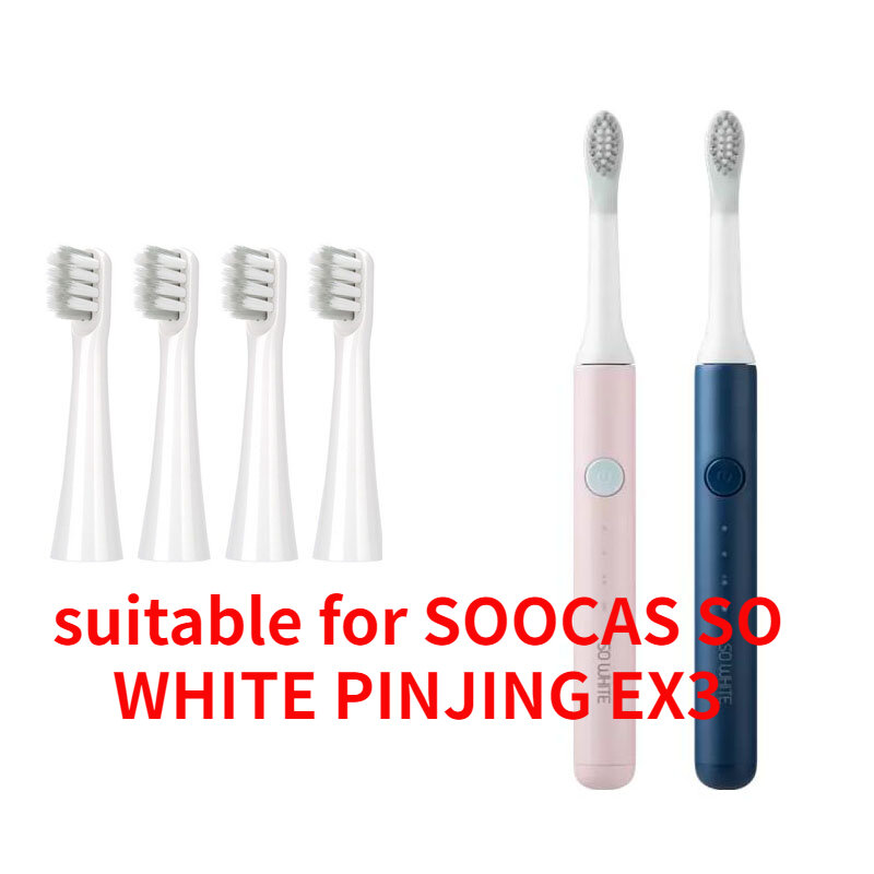 SOOCAS EX3 SO 화이트 전동 칫솔 헤드, 부드러운 칫솔모, 딥 클리닝, 2 개, 4 개