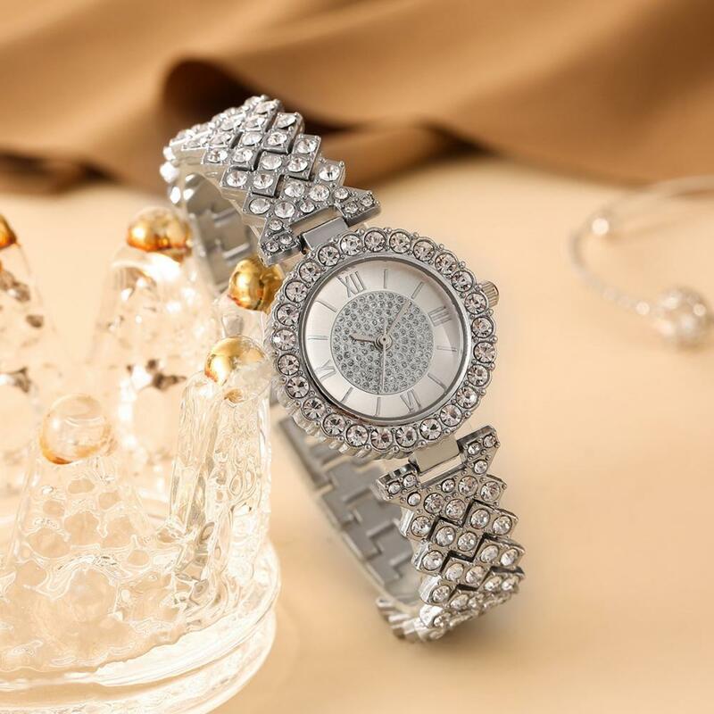 Kobiety bransoletka do zegarka kolczyki pierścionek naszyjnik zestaw wykwintny damski zegarek kwarcowy biżuteria zestaw z wystrój ze strasu wysoką dokładnością