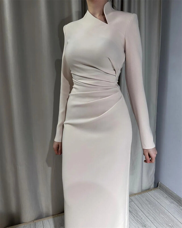 Koendye Vestidos De Gala 2024 فساتين مناسبة رسمية na szyję suknia wieczorowa zwykła satynowa plisa długie sukienki na imprezę