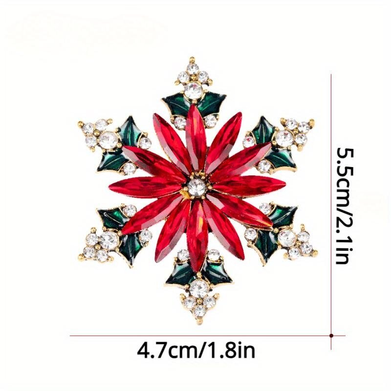 1pc Christmas Snowflake Shape Brooch Rhinestone Badge Pin Corsage Clothing Accessories