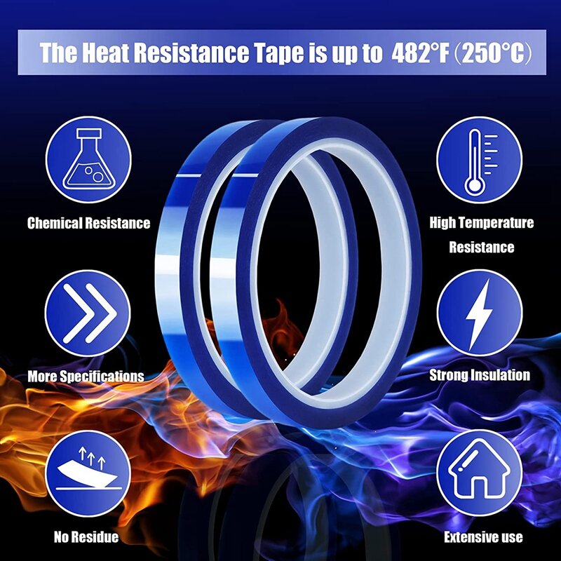 BEAU-2 Rolls 10Mmx33m(108Ft) Blue Heat Tape Heat Transfer Tape For Heat Sublimation Press No Residue And Heat Transfer Vinyl