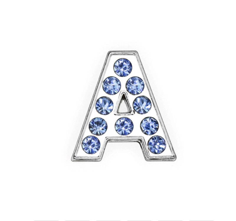 8mm A-Z LT niebieski kolor Rhinestone slajdów litery Charms DIY biżuteria znakowanie Fit obroża dla zwierząt nadgarstek breloki 1 sztuk