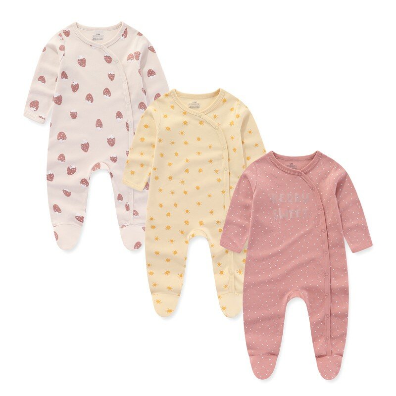 Cotton Baby Girl Clothes 3Pieces Cartoon New Born Baby Boy Clothes Sets Long Sleeve Autumn Footie Jumpsuits Zipper Spring Bebes