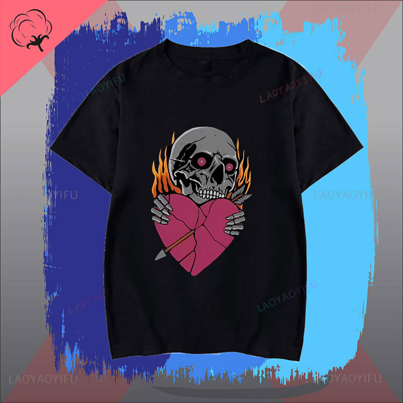 Street hip hop skull print cotton top abbigliamento creativo casual manica corta street culture abbigliamento t-shirt da uomo e da donna
