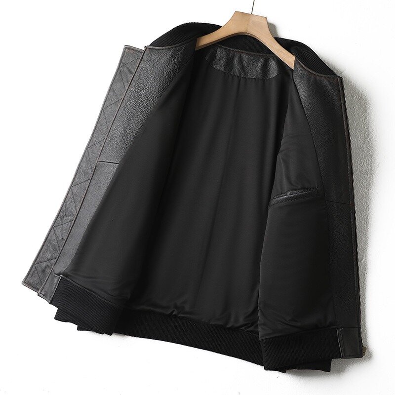 Куртка унисекс из телячьей шкуры, однослойная бейсбольная куртка в стиле ретро, модель E12, 2024