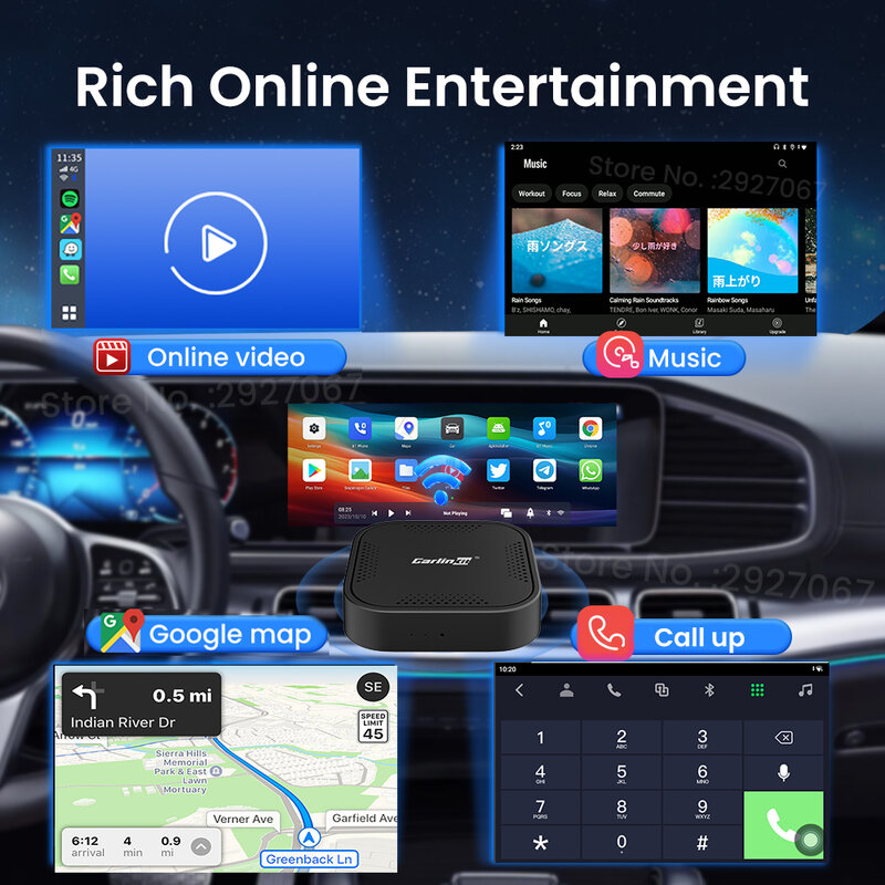 CarlinKit CarPlay Ai Box Android 11 QCM2290 TV Box pintar, kotak TV cerdas Streaming Multimedia otomatis Android Bermain mobil tanpa kabel untuk Netflix 3G 32G
