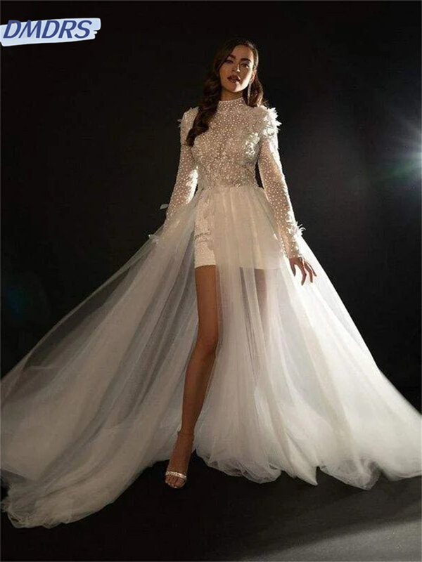 Suknia ślubna z elegancka, długa rękawami 2024 urocza aplikacja suknia ślubna wdzięczna sukienka o długości podłogi w kształcie linii a Vestidos De Novia