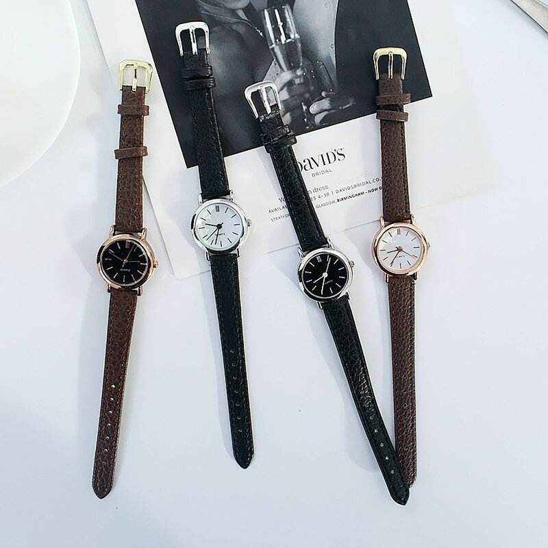 Bracelet en cuir à cadran rond pour documents, montre analogique à quartz, accessoires de montre-bracelet
