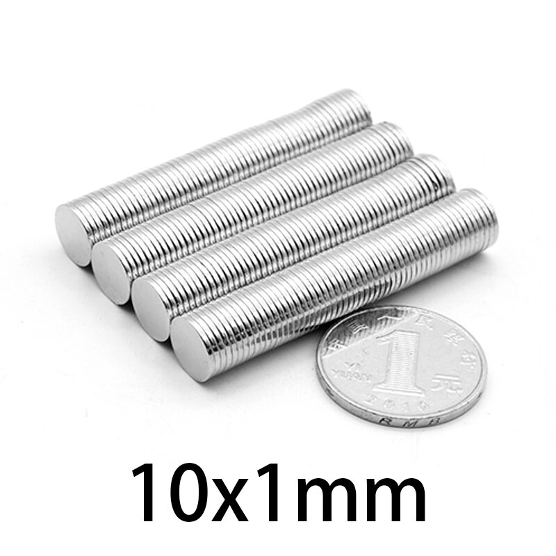 Imán permanente de neodimio fino, imán redondo magnético potente, 10x1mm, 10x1mm, 10x1mm
