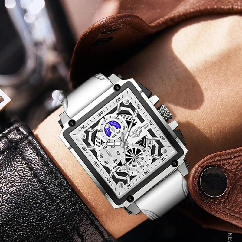 LIGE-Relógio de quartzo impermeável masculino, relógio de pulso masculino, luminoso, bracelete suave, data, esporte, original, grande, 2023