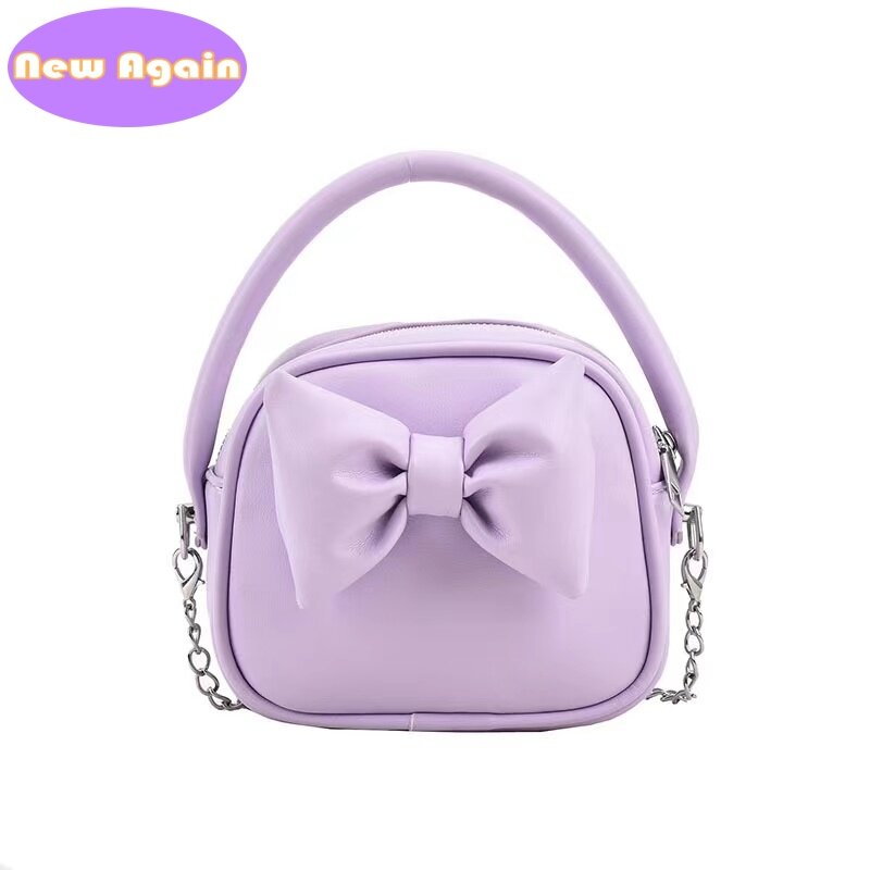 Girls and mommy small handbags Children's candy colors totes Kids Mini bow shoulder bags Girls lovely Crossbody bag Purse NA010