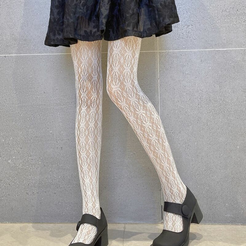 Carino Lolita scavato nero bianco traspirante femminile collant Sexy regalo per le donne ragazze collant a rete calze Jacquard