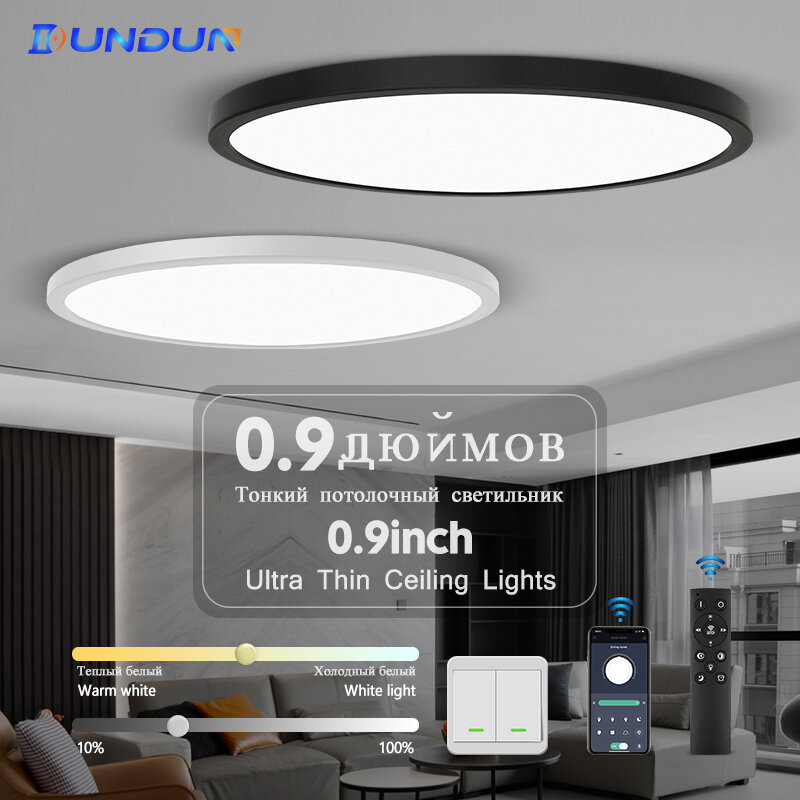 Lámpara LED de techo ultrafina, iluminación regulable, brillo de 0,9 pulgadas, para dormitorio, sala de estar, cocina, habitación