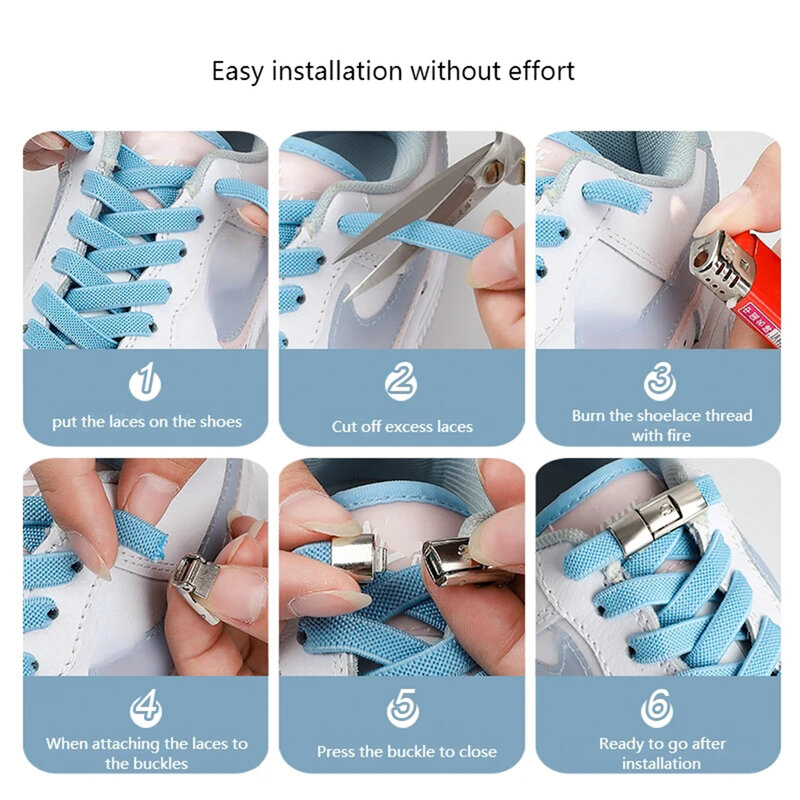 No Tie Elastic Laces for Sneakers Kids Adult Press Lock Shoelaces Without Ties 8MM Widened Flat Laces Without Tying for Shoes