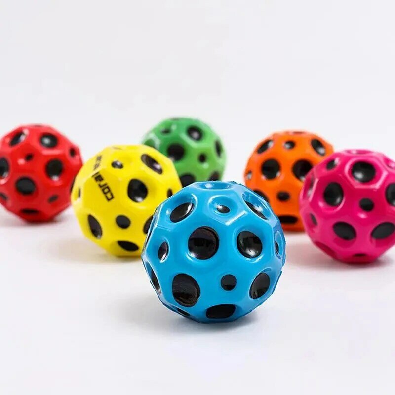 Useful Hole Ball Kids Toys Soft Anti Fall Moon Shape Rubber Extreme High Bouncing Ball Children Outdoor Games Sport Toys Balls