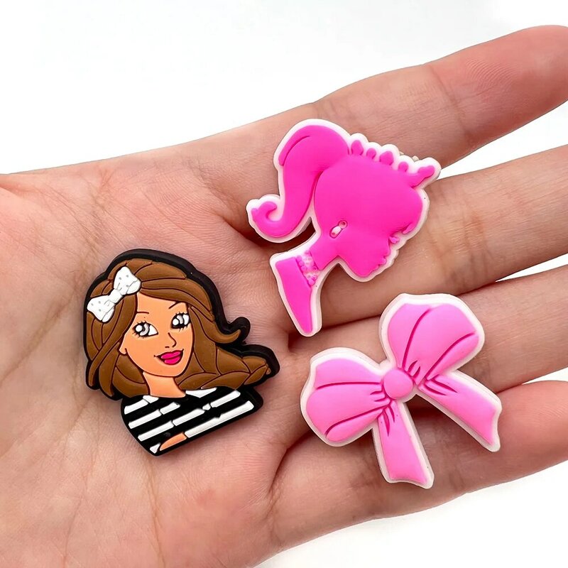 Pink Girl Lady Doll Shoe Charms for Clogs Sandals Decoration Shoe Accessories Charms for Friends Gifts