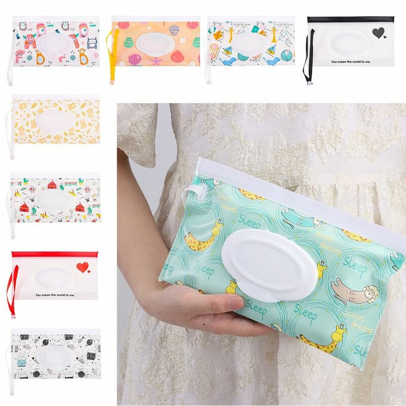 Flip Cover Wet Wipes Bag Useful EVA Snap-Strap Wipes Holder Case Reusable Portable Cosmetic Pouch Home