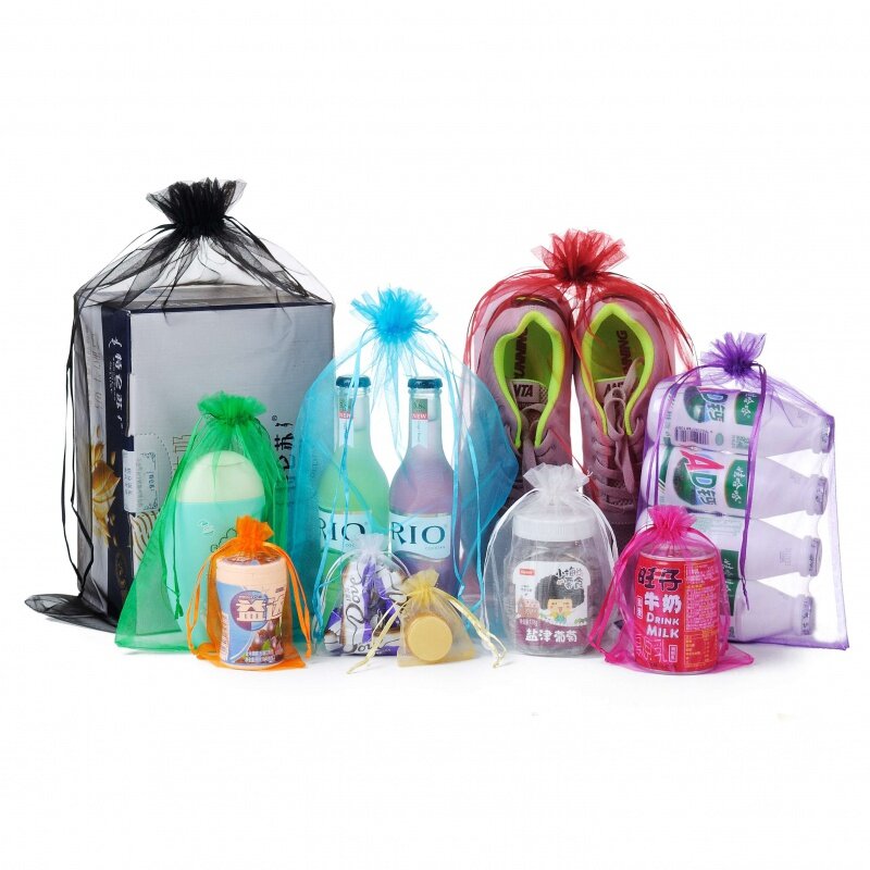 Mesh Organza Pouch com cordão, Jóias Malas, Embalagem Organza Bags, Pequenos Suprimentos, Produto Personalizado