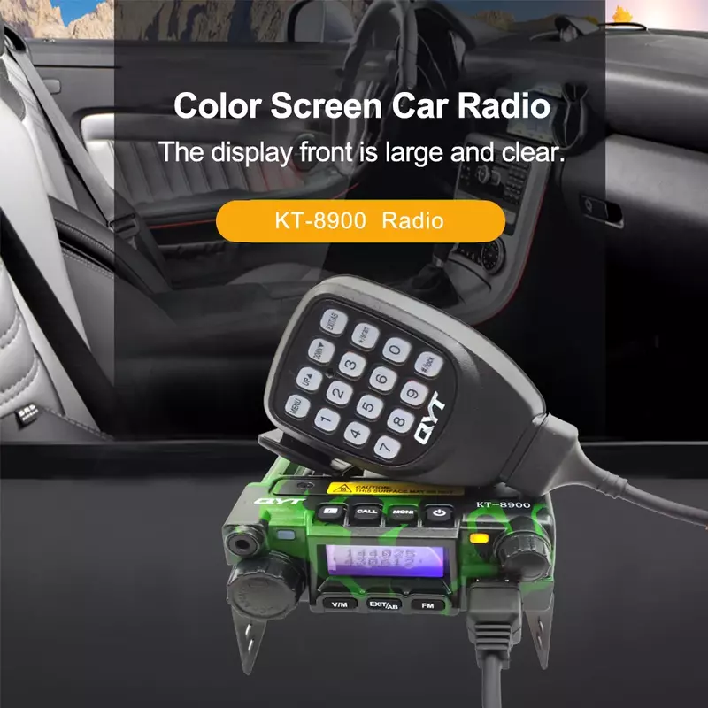 QYT-KT-8900 Rádio de carro dual band, mini rádio móvel, VHF, UHF, 136-174,400-480MHz, tela colorida 25w, KT8900-camou