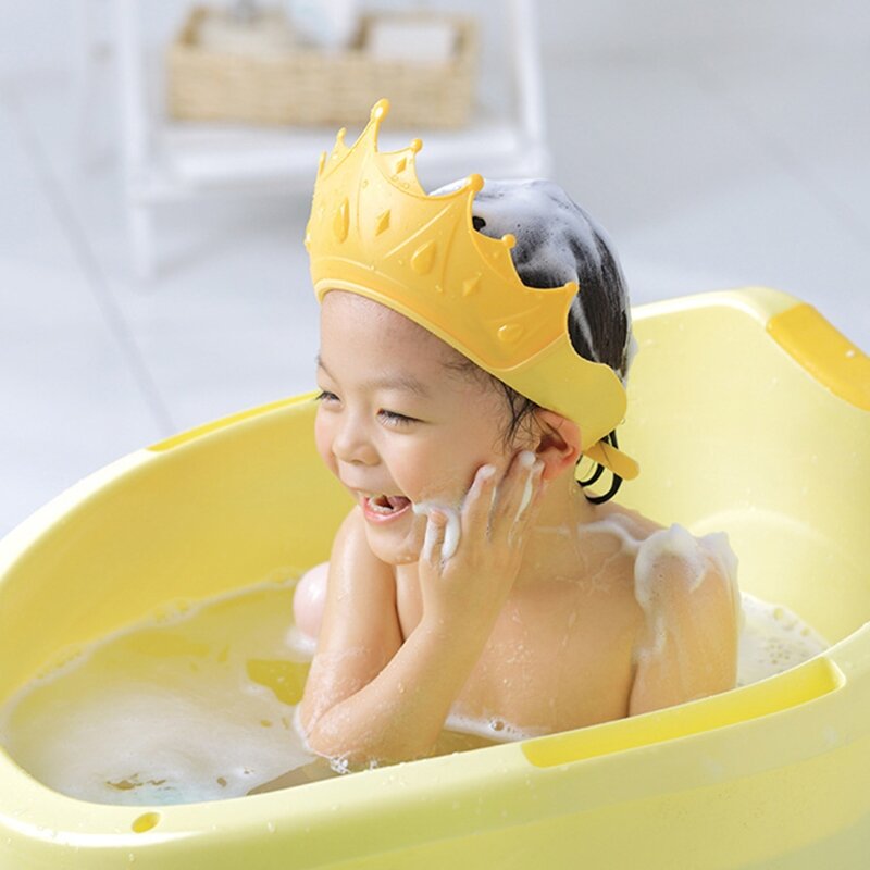 Coroa Design Shampoo ajustável Cap, Wash Hair Cap, banho Shower Cap para o bebê, evitar molhar os olhos e ouvidos, presente de aniversário para crianças