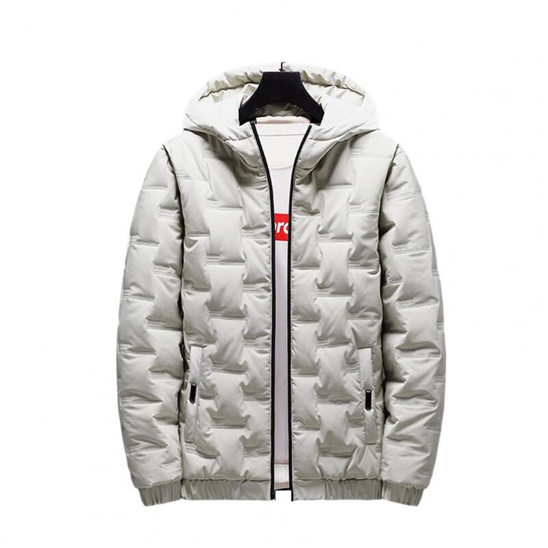 Chaqueta de plumón con capucha para hombre, chaqueta gruesa y cálida de tela de poliéster, ligera, para invierno, cómoda