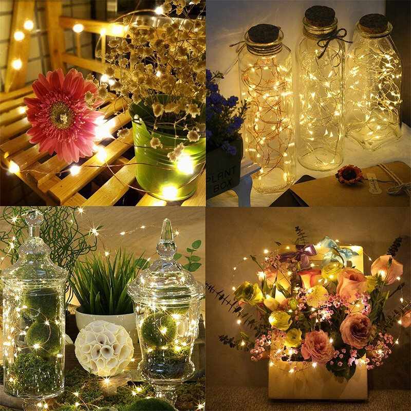 LED 스트링 라이트 구리 와이어 야외 LED 화환 램프, 크리스마스 요정 조명, 크리스마스 트리 웨딩 파티 홈 장식
