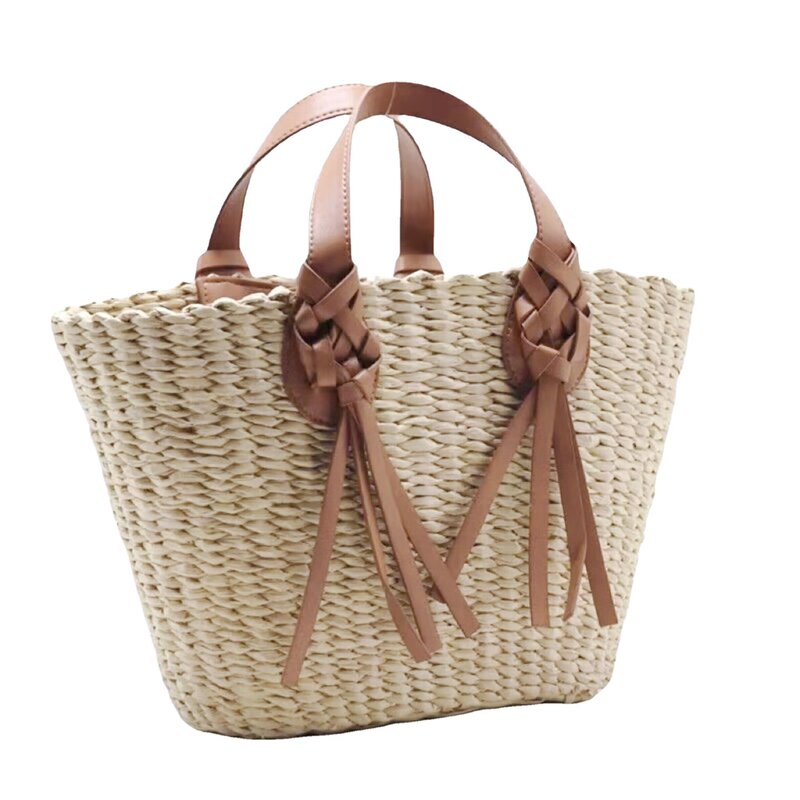 Luxury Design Straw Woven Tote Bags Summer Casual Large Capacity Handbags New Fashion Beach Women Shoulder Simple Style Shopping