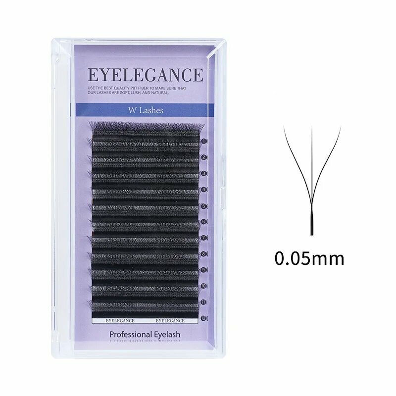 EYELEGANCE 0.05 3D W Shape Lash eExtension Clover Natural Soft Eyelashes W Lashes Extension Fake Lashes Individual D Curl
