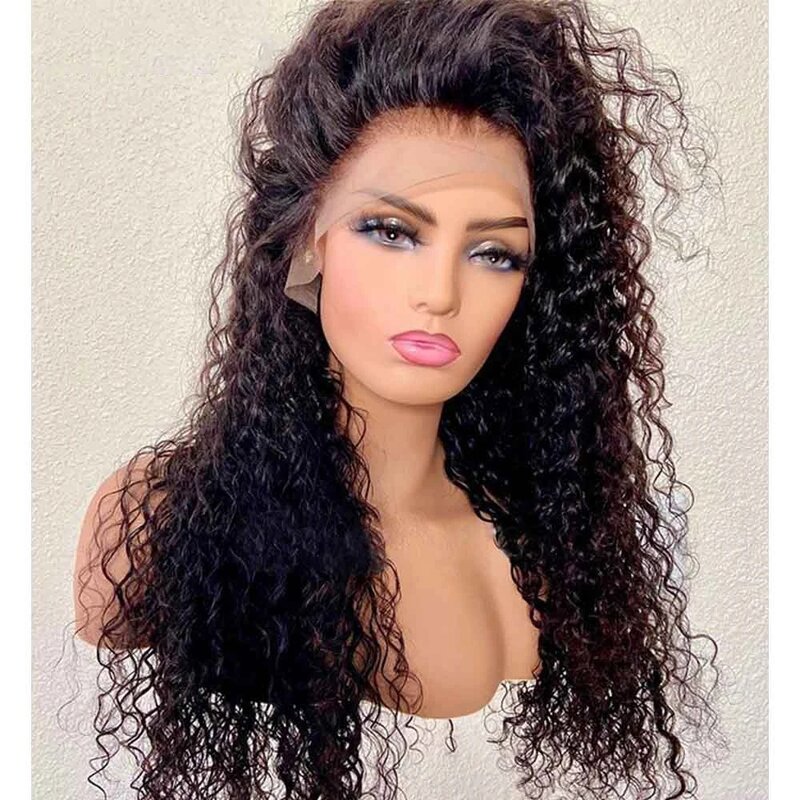 Soft Long 26‘’ Density180 Black Kinky Curly   For Black Women Lace Front Wig BabyHair Heat Resistant Preplucked Glueless  Daily