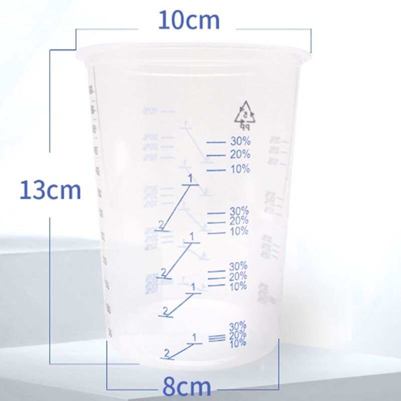 25 vasos de plástico para mezclar pintura, contenedor de 600Ml para una mezcla precisa de pintura y líquido (Color aleatorio)