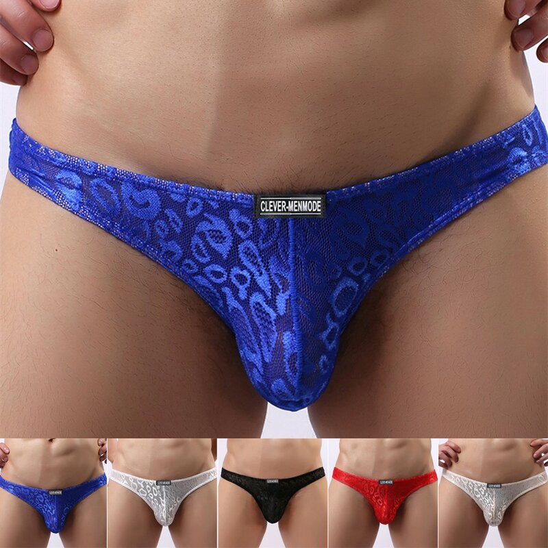 Men's Briefs Sexy Underwear Lace Male Panties Gay Thongs Homme Underpants Erotic-Lingerie Thin Briefs Shorts Stretch Bikini