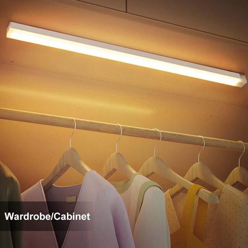 Motion Sensor Light Wireless LED Night Light 20/30/50cm Rechargeable Magnetic Cabinet Wardrobe Lamp Under Corridor Light