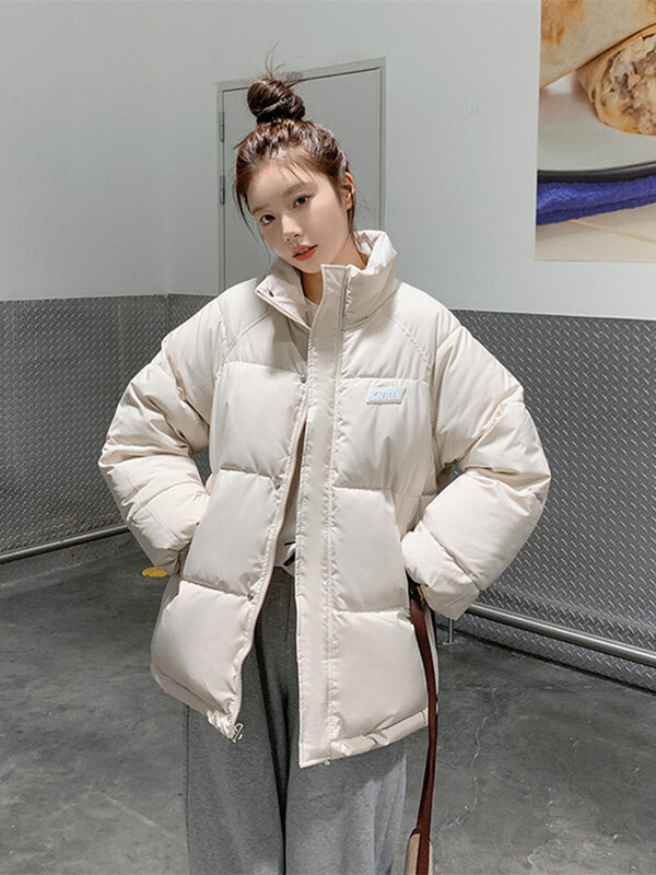 Горячая Распродажа, милое простое осенне-зимнее пальто для студентов, Женская Корейская версия, свободная облегающая Повседневная теплая куртка, парки, дешевая оптовая продажа