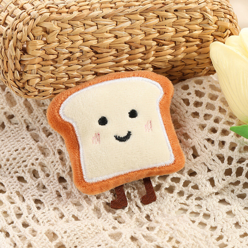 Colgante de pan tostado de dibujos animados, figura pequeña de felpa, decoración de bolsa, expresión creativa Kawaii, bonito regalo