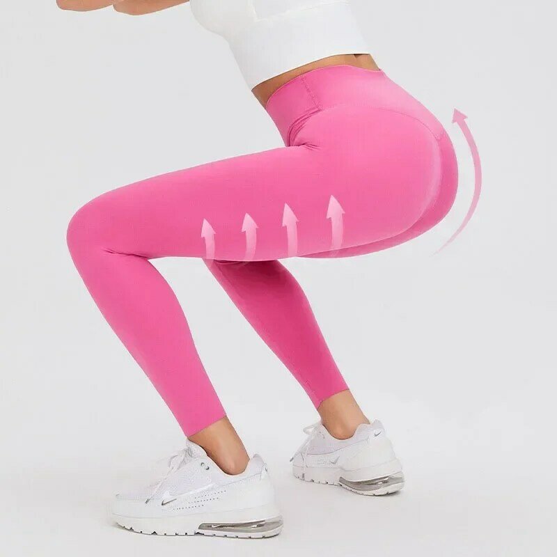 Pantalones de Yoga cepillados de primavera, pantalones ajustados de cadera de elevación de cintura alta, pantalones deportivos para correr y Fitness