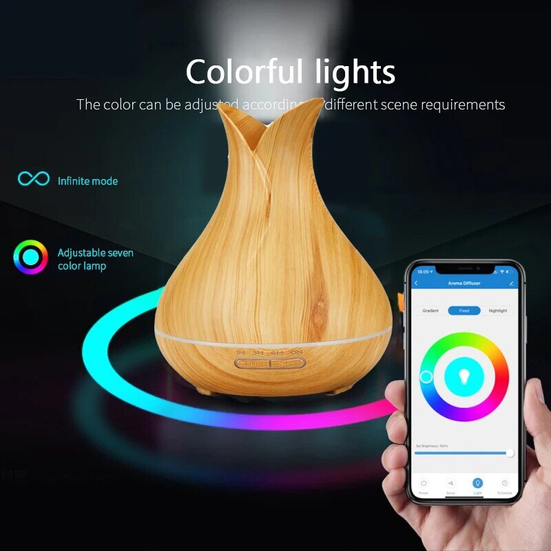 WiFi Smart Air Humidifier 400ml Essential Oil Diffuser Aromatherapy Ultrasonic Air Humidifiers Cool Mist Sprayer Humidificador