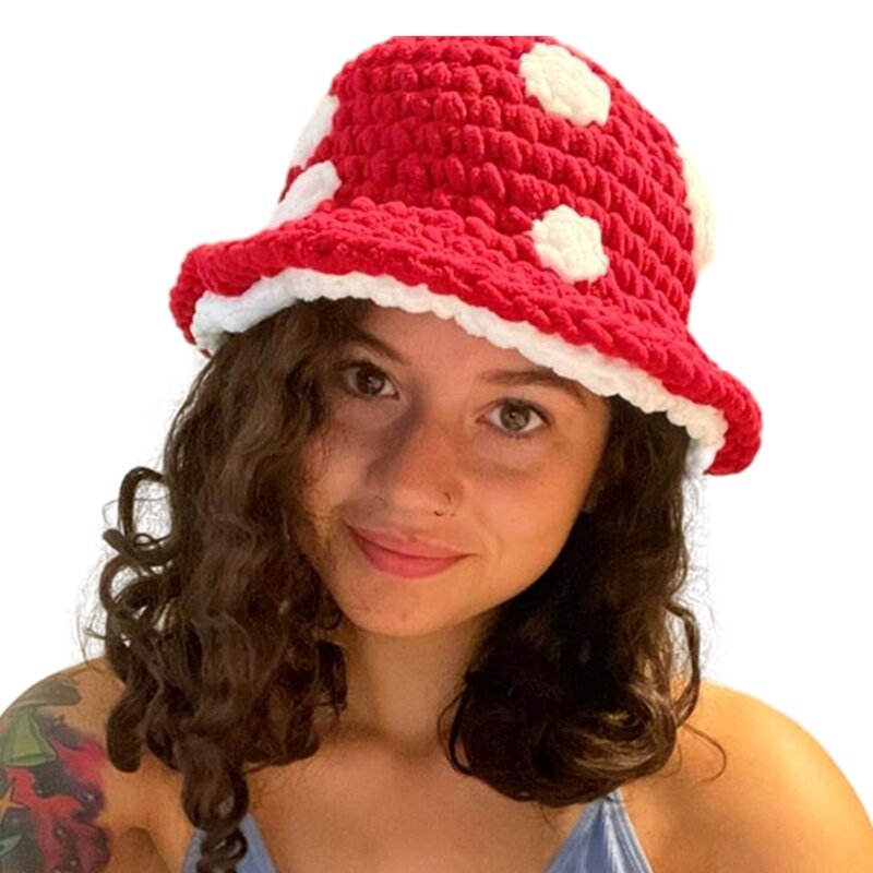 Casquette en Crochet faite à main pour enfants, chapeau seau mignon pour femmes, chapeau en forme champignon, casquette
