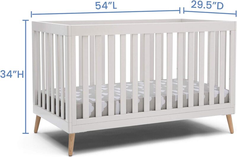 เดลต้าเด็ก Essex เตียงเด็กแปลงสภาพแบบ4-in-1, Bianca สีขาวกับขาธรรมชาติเด็กวัยหัดเดิน guardrail 0094ขายแยกต่างหาก