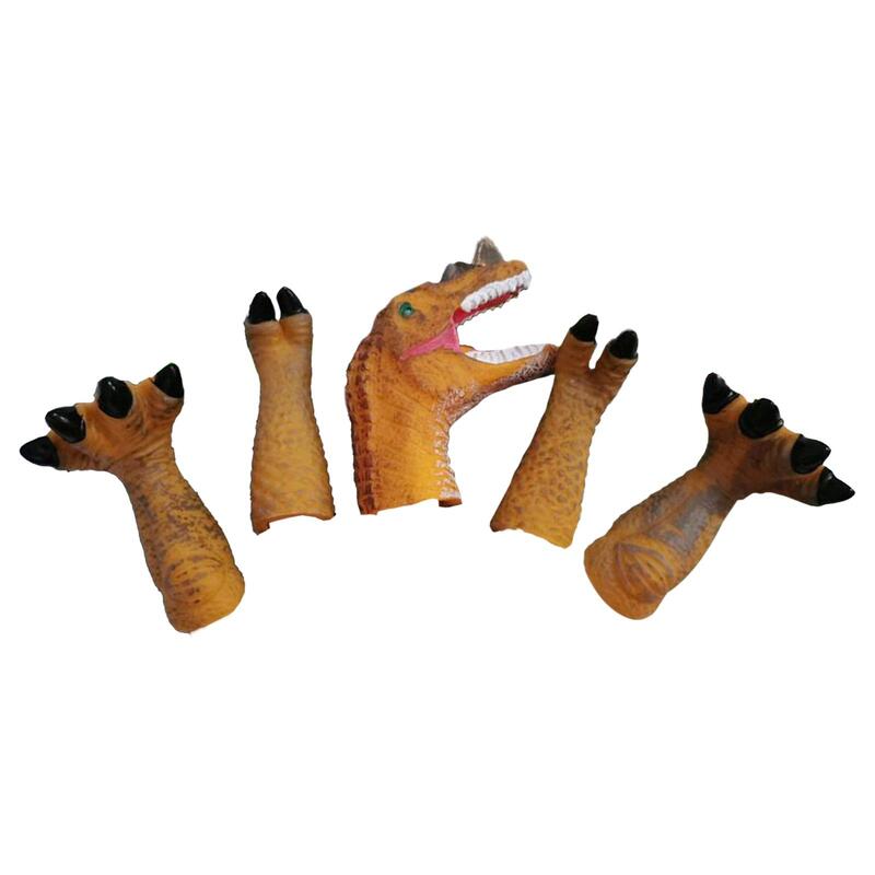 5ชิ้นหุ่นนิ้วมือไดโนเสาร์ของเล่นการ์ตูนตกแต่งอาบน้ำสัตว์หัวของเล่นนิ้วสำหรับเด็กก่อนการศึกษา
